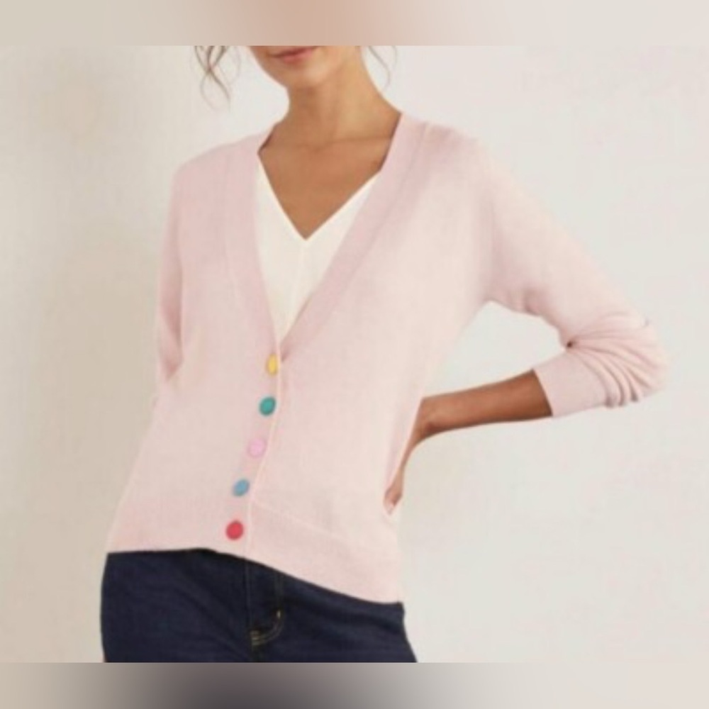 Boden Cotton Blend Allendale Button Cardigan in Milkshake
